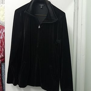 Talbots Black Zippered Velour Jacket